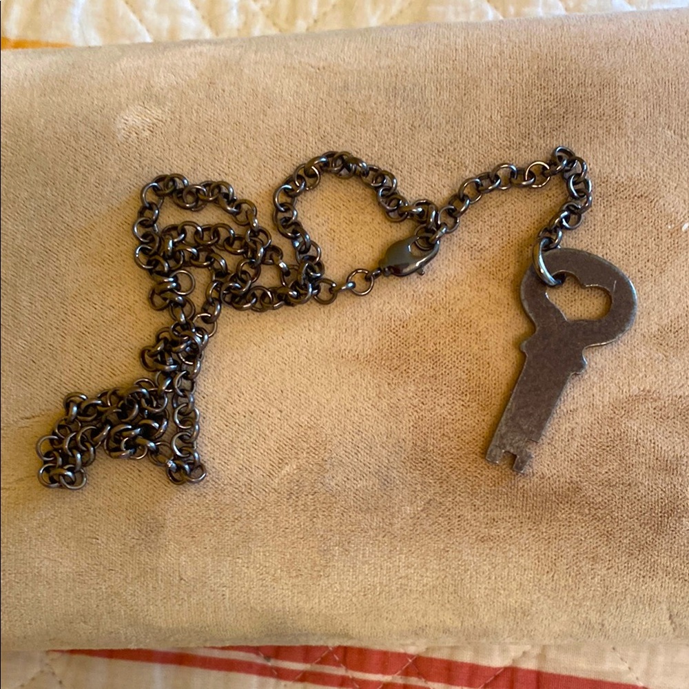 Vintage adjustable Key Pendant on gun metal chain